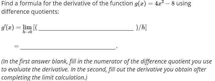 difference quotient formula