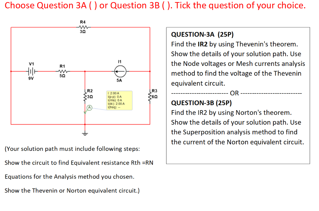 Solved Choose Question 3A ( ) or Question 3B ( ). Tick the | Chegg.com
