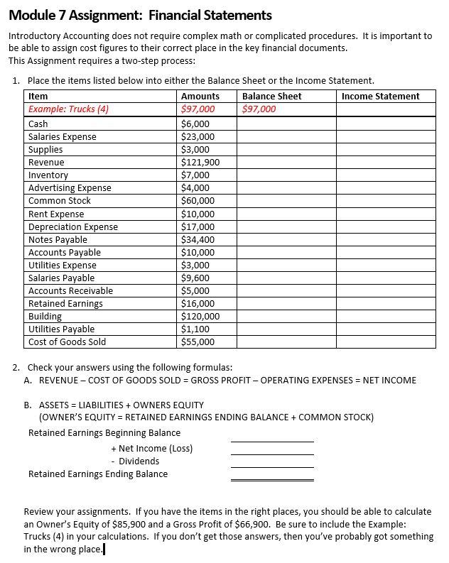 module 7 assignment financial statements