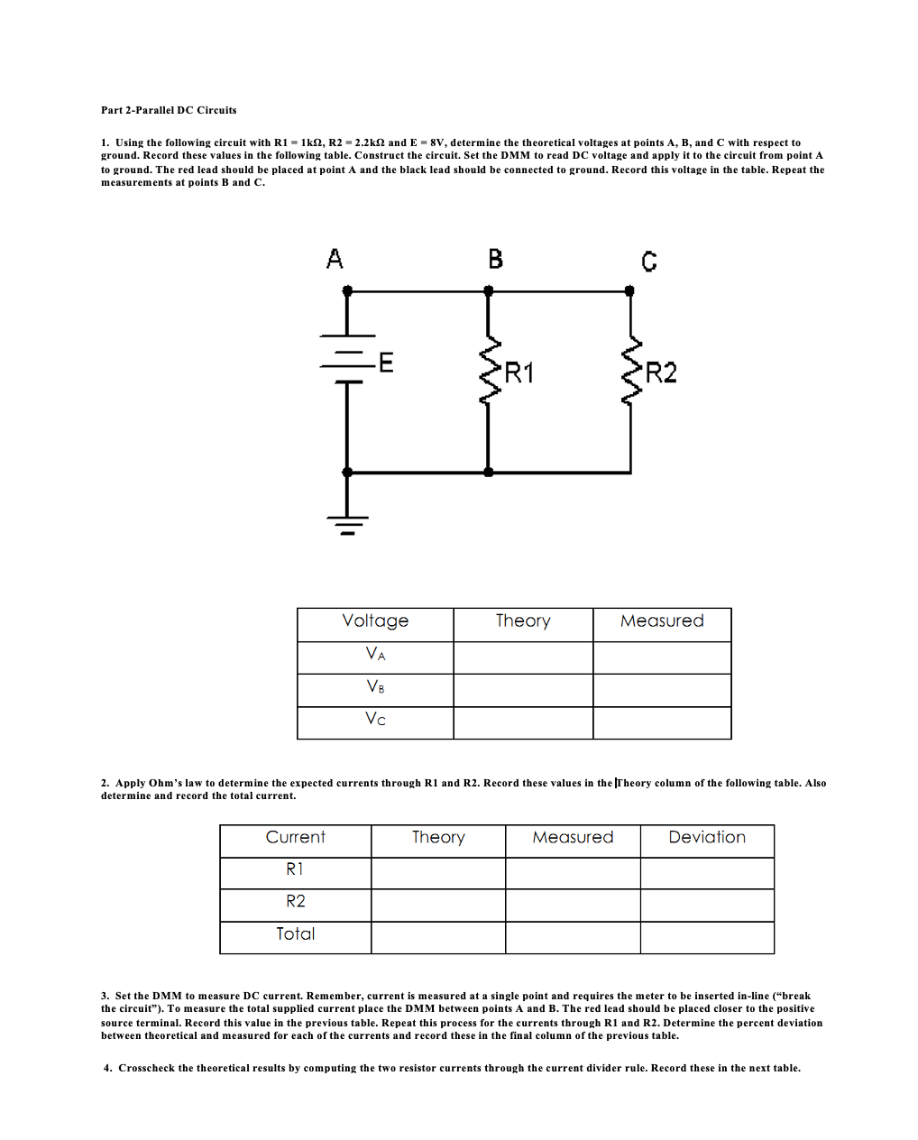 Solved Part 2-Parallel DC Circuits 1. Using The Following | Chegg.com