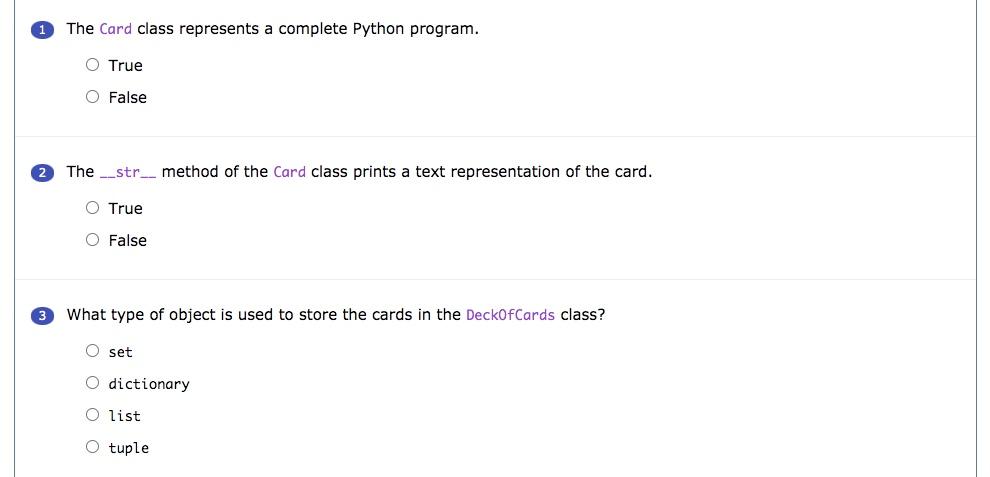 Solved 0 The Card class represents a complete Python | Chegg.com