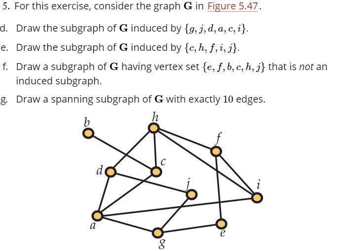 Solved 5. For this exercise, consider the graph G in Figure | Chegg.com