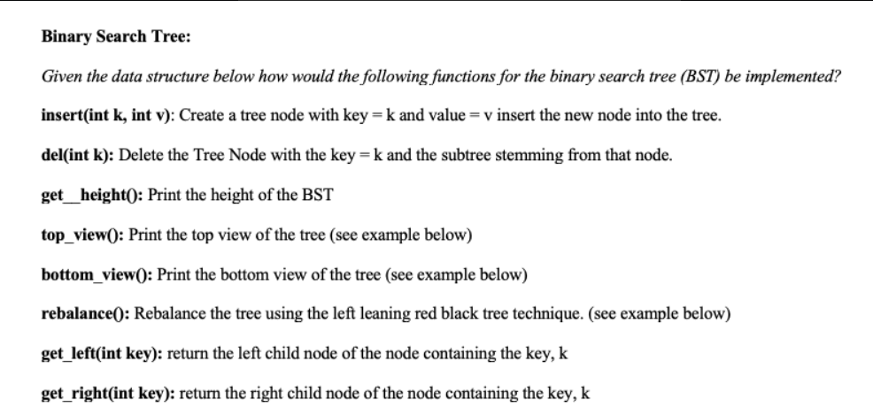 Solved Binary Search Tree: Given the data structure below | Chegg.com