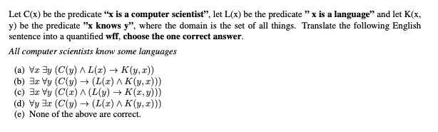 Solved Let C(x) be the predicate 