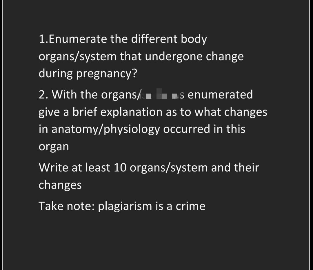 Solved 1.Enumerate the different body organs/system that
