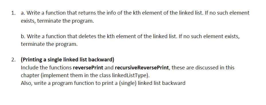 Solved 1. a. Write a function that returns the info of the | Chegg.com