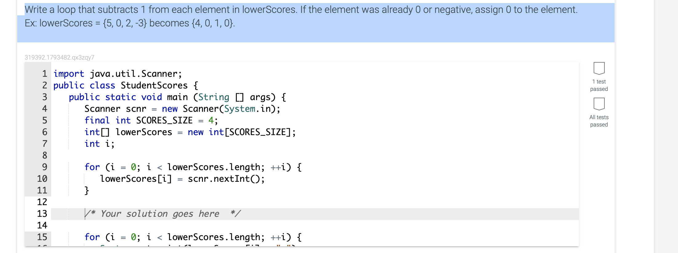Solved Write a loop that subtracts 1 from each element in | Chegg.com