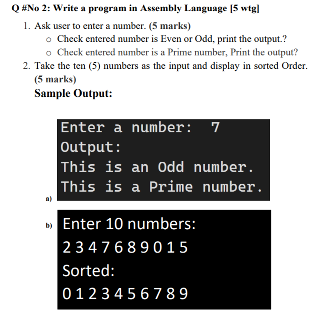 Solved Note: - Perform all task using loop and subroutine, | Chegg.com