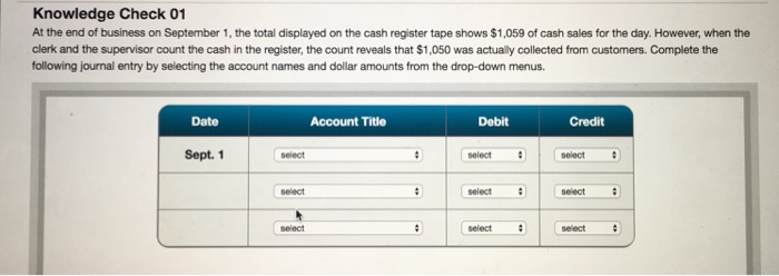 Solved Knowledge Check 01 At the end of business on | Chegg.com