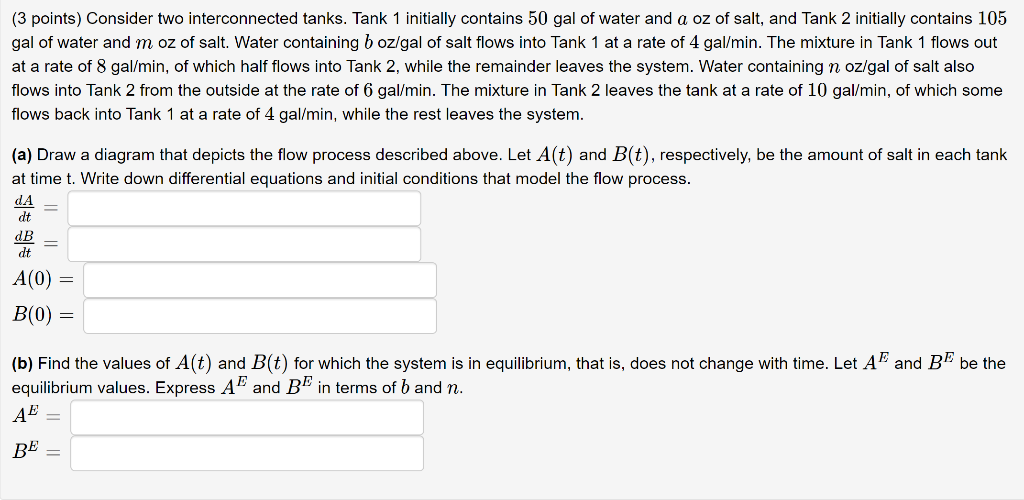 Solved 3 Points Consider Two Interconnected Tanks Tank Chegg Com