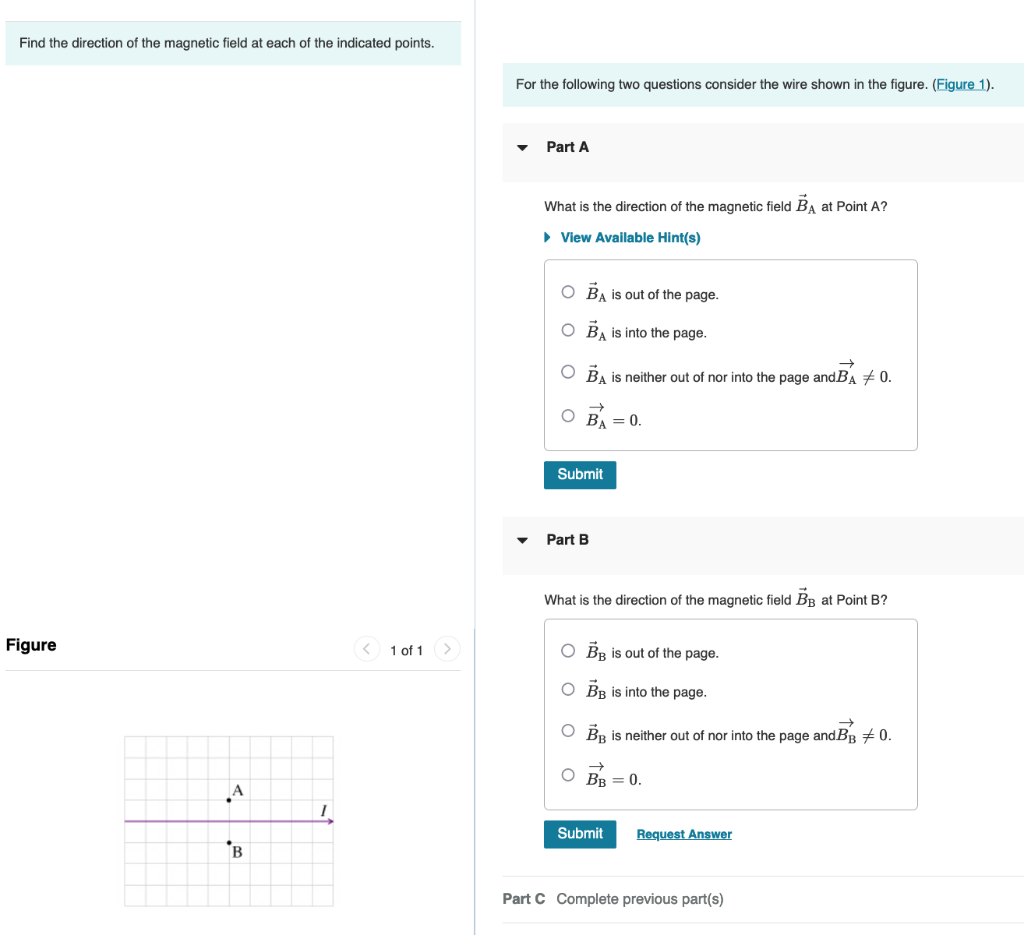 Solved Find The Direction Of The Magnetic Field At Each Of | Chegg.com