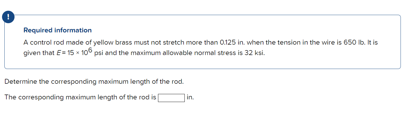 Solved Required information A control rod made of yellow | Chegg.com