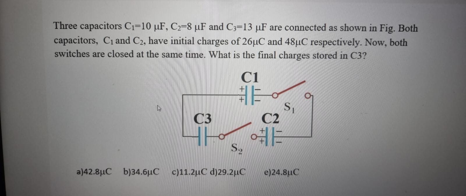 Solved Three Capacitors C1=10μF,C2=8μF And C3=13μF Are | Chegg.com