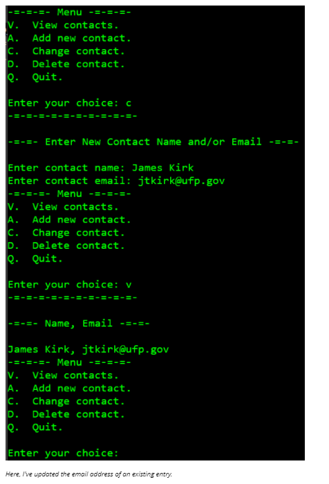 Solved Write a program that keeps names and email addresses | Chegg.com