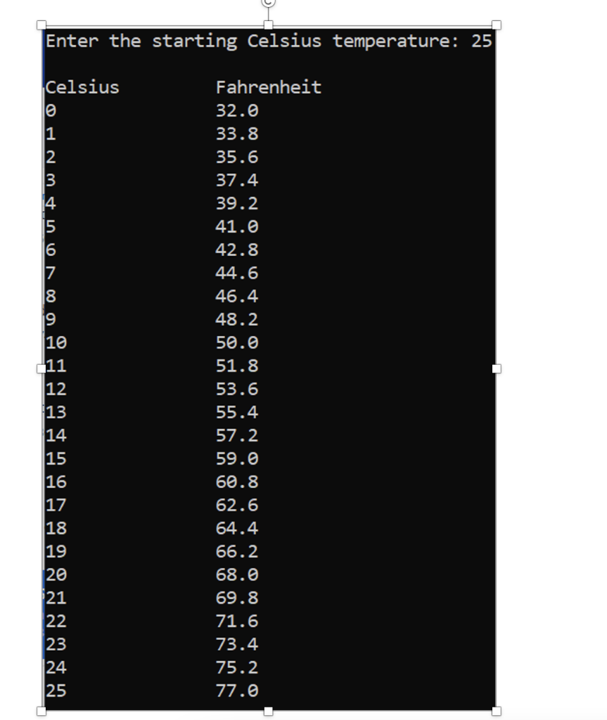 25 hotsell celsius fahrenheit