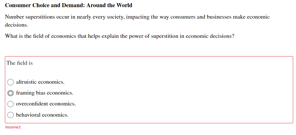 Solved Consumer Choice And Demand: Around The World Number | Chegg.com