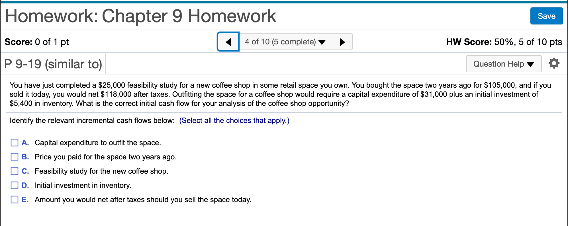 Solved Homework: Chapter 9 Homework Save Score: 0 of 1 pt 4 | Chegg.com