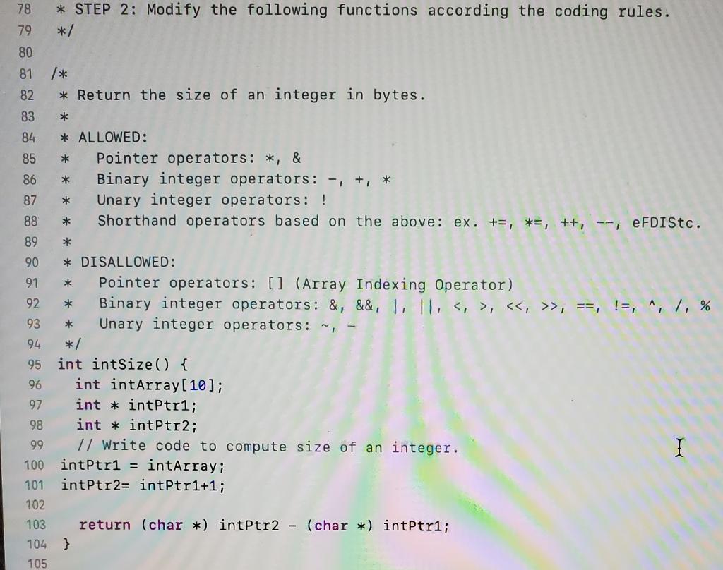 Solved 78 79 * STEP 2: Modify the following functions | Chegg.com