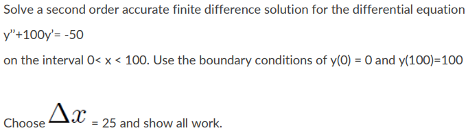 Solved Solve A Second Order Accurate Finite Difference 7081