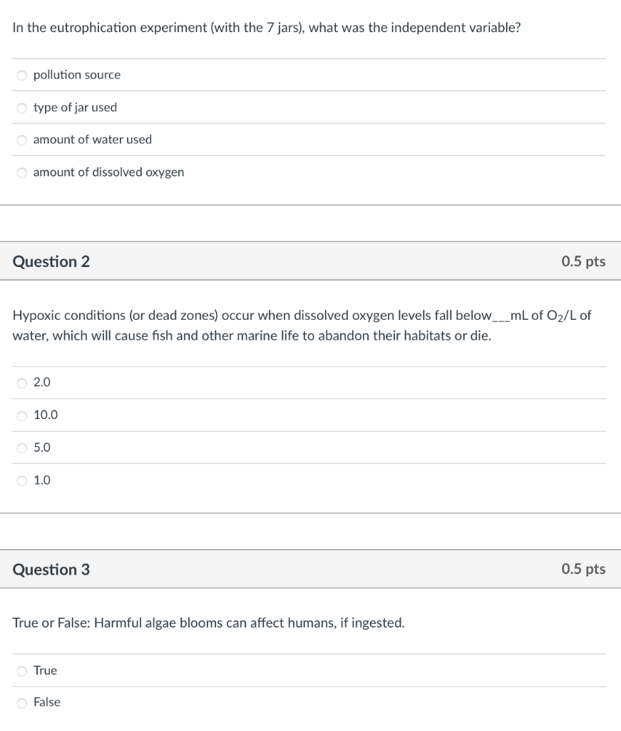 Solved In the eutrophication experiment (with the 7 jars), | Chegg.com