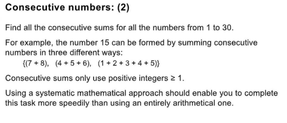 consecutive numbers help