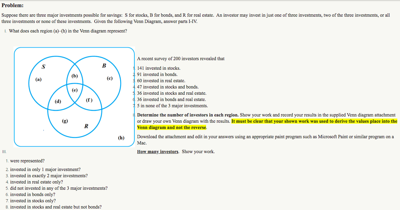 Solved Problem: Suppose There Are Three Major Investments | Chegg.com