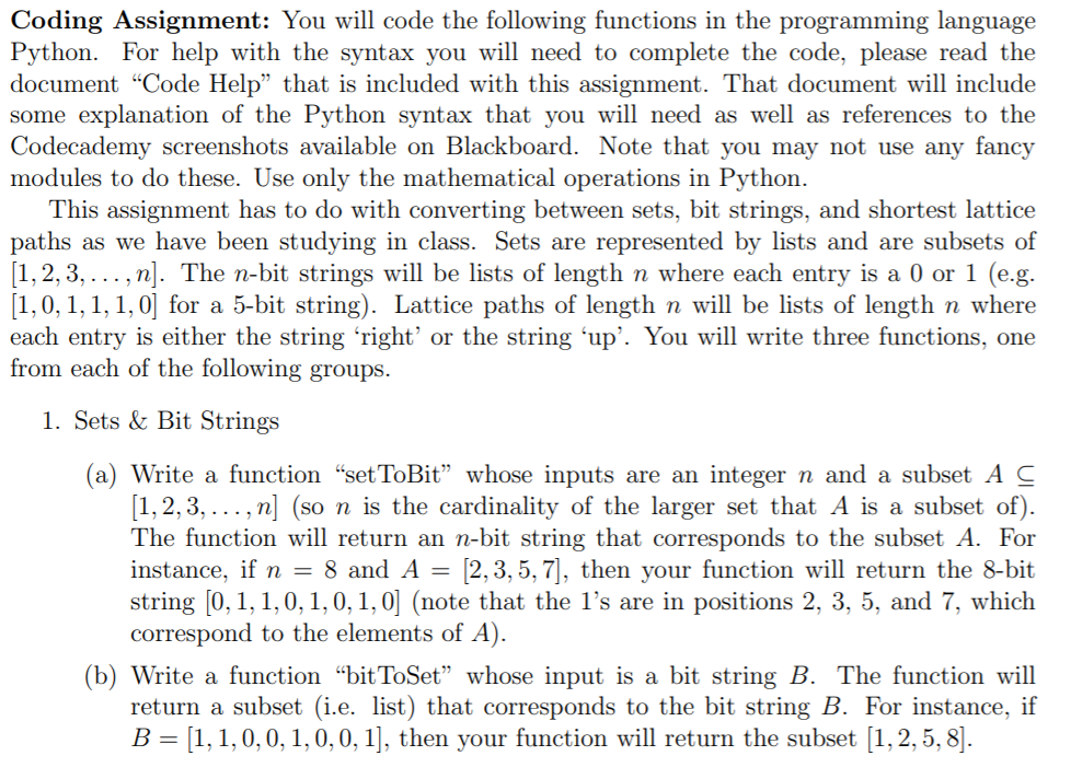 Solved Coding Assignment: You will code the following | Chegg.com