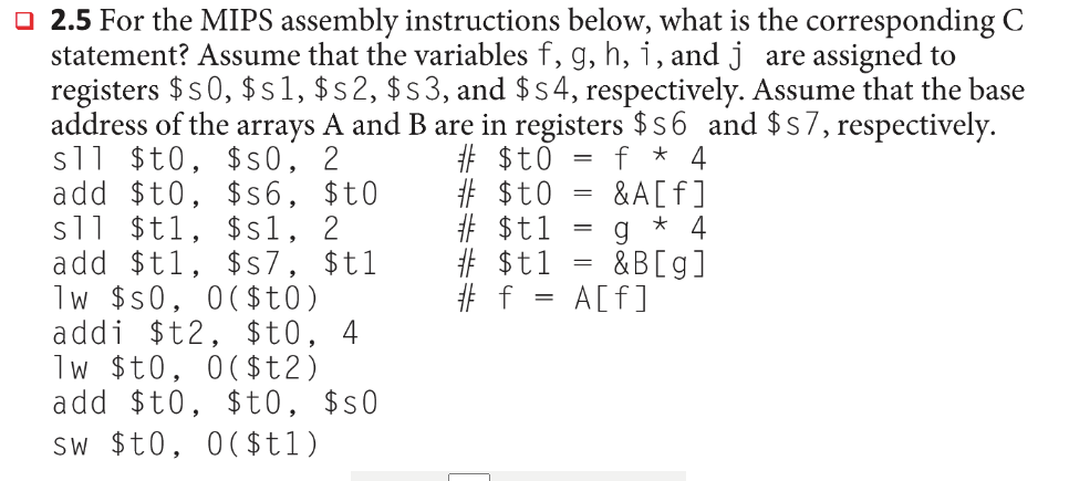 Solved 2.5 For the MIPS assembly instructions below, what is | Chegg.com