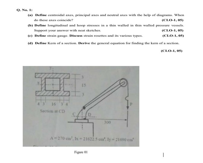 Solved Q. No. 1 (a) Define centroidal axes, principal axes