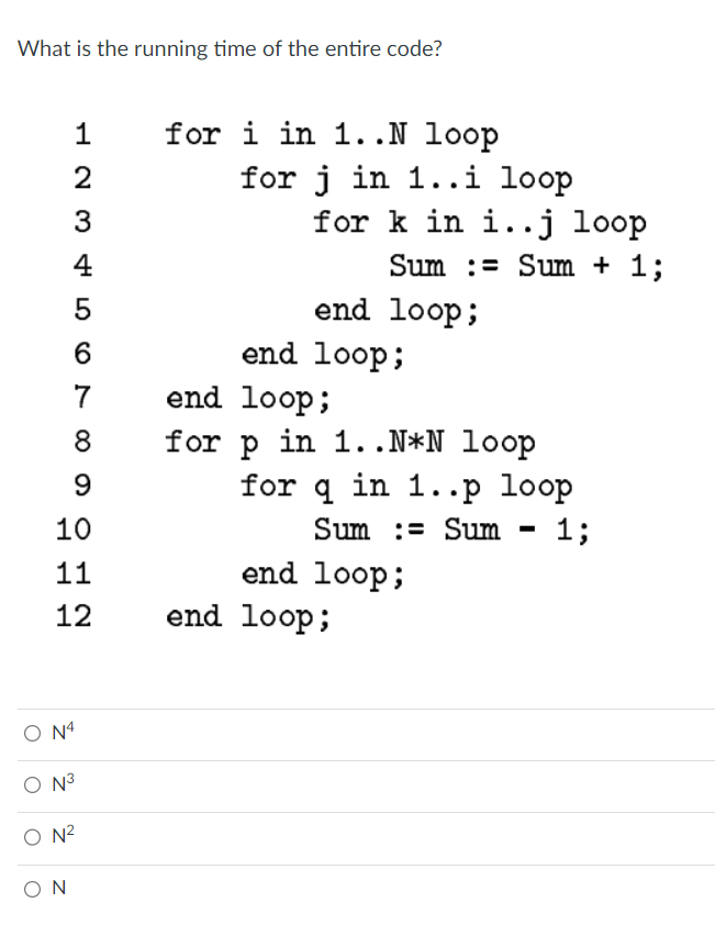 Solved What is the running time of the entire code? | Chegg.com