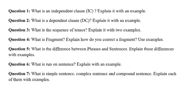 Question 1 What Is An Independent Clause Ic Chegg Com