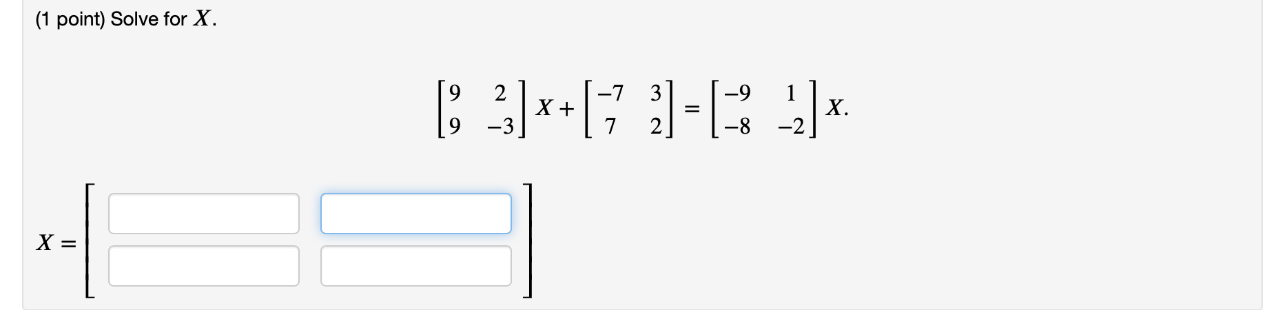 solve 3x − 2 = 37. (1 point) 2 5 7 9