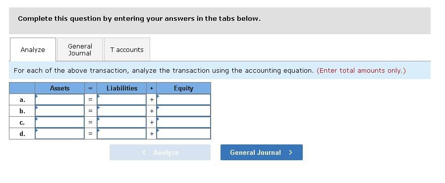 Solved For each transaction (1) analyze the transaction | Chegg.com