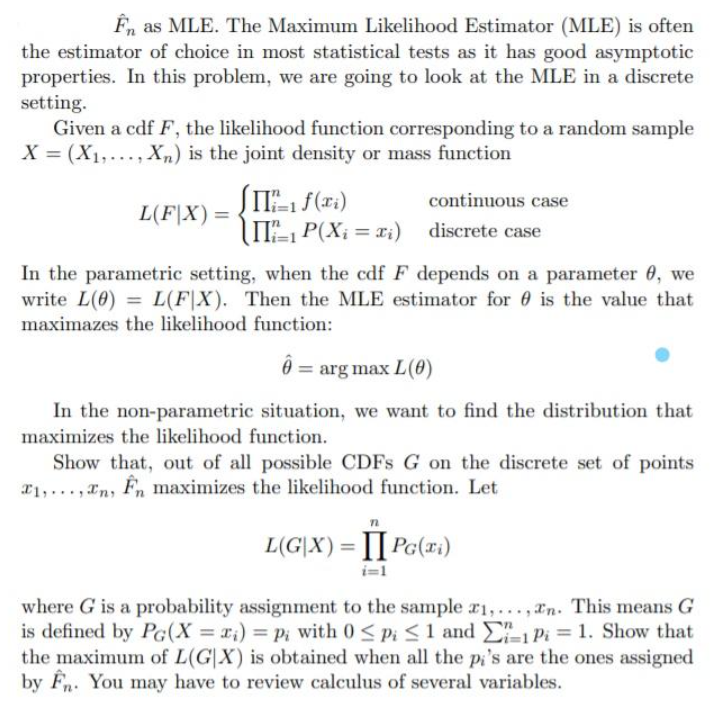Én as MLE. The Maximum Likelihood Estimator (MLE) is | Chegg.com