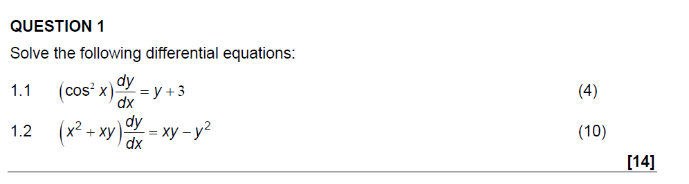 Solved QUESTION 1Solve the following differential | Chegg.com