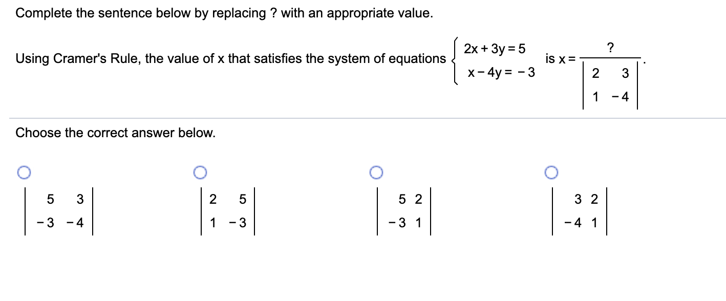 Solved Complete the sentence below by replacing ? with an | Chegg.com