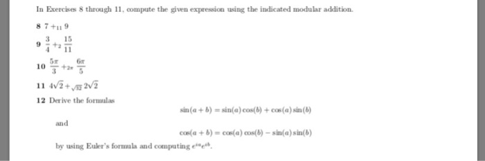 Solved In Exercises 8 through 11, compute the given | Chegg.com