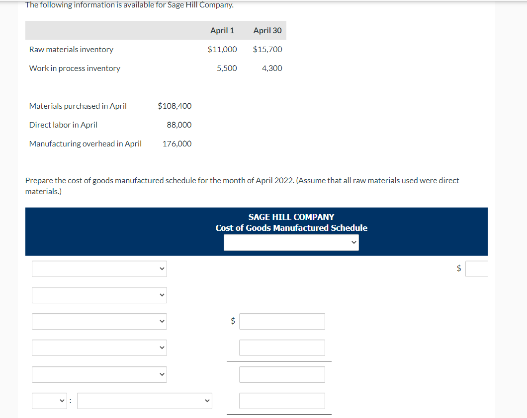 Solved The following information is available for Sage Hill