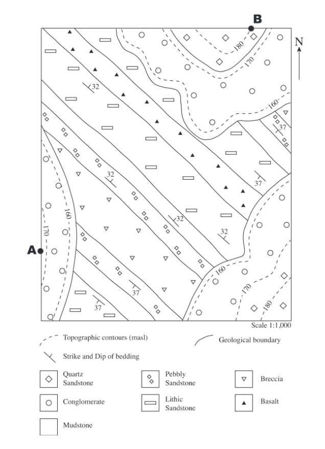 Solved Construct a detailed cross section for A-B on MAP D | Chegg.com