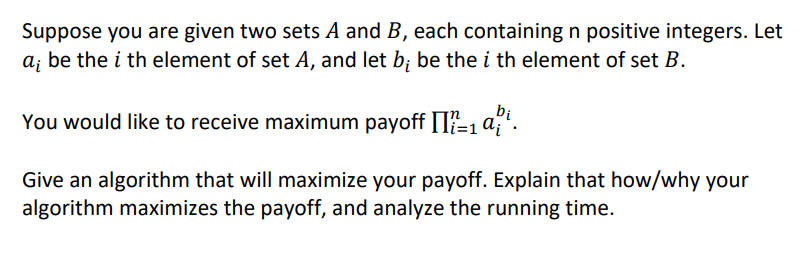 Solved Suppose You Are Given Two Sets A And B, Each | Chegg.com