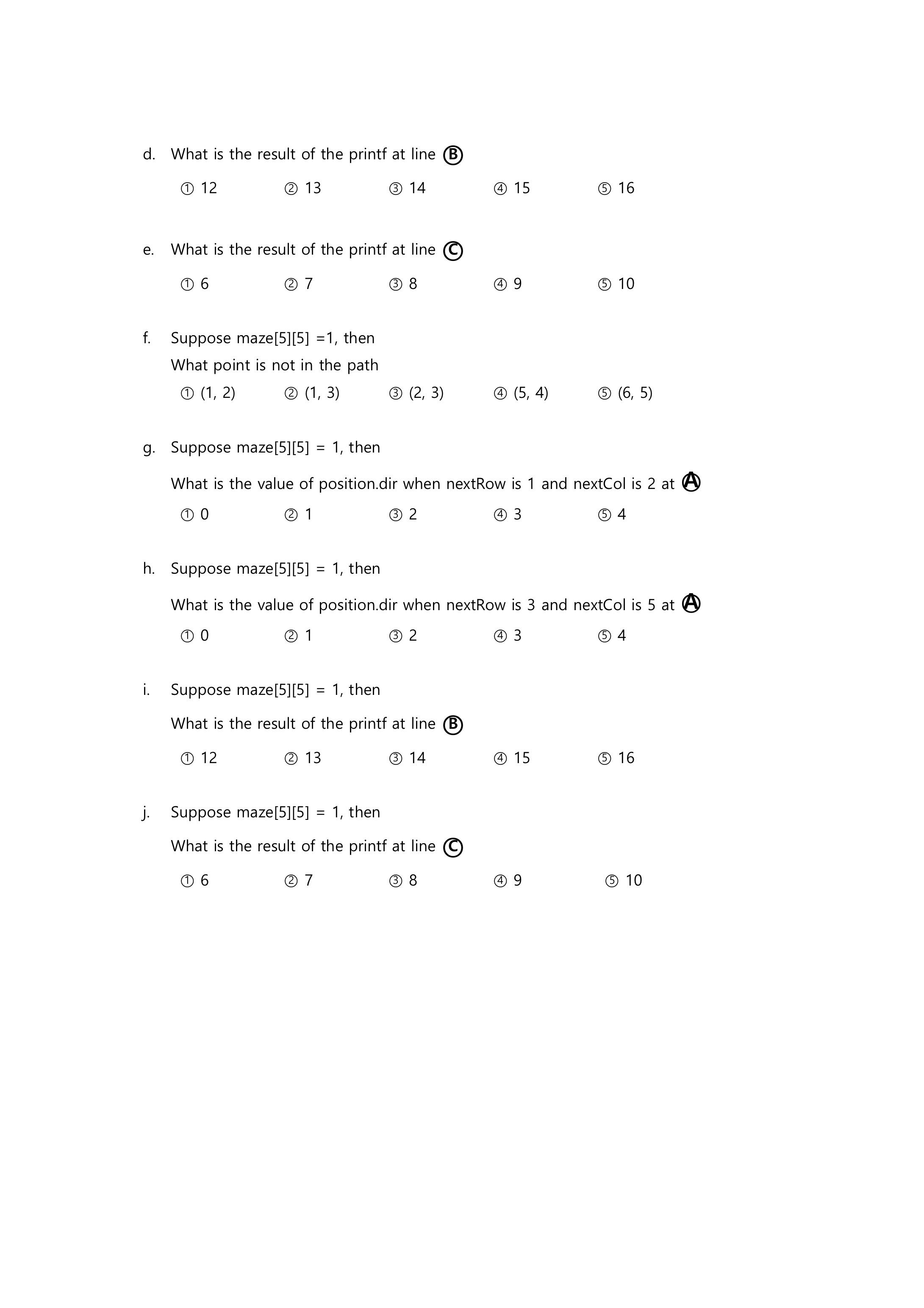 Solved What is result of the printf at line (A) a. What | Chegg.com