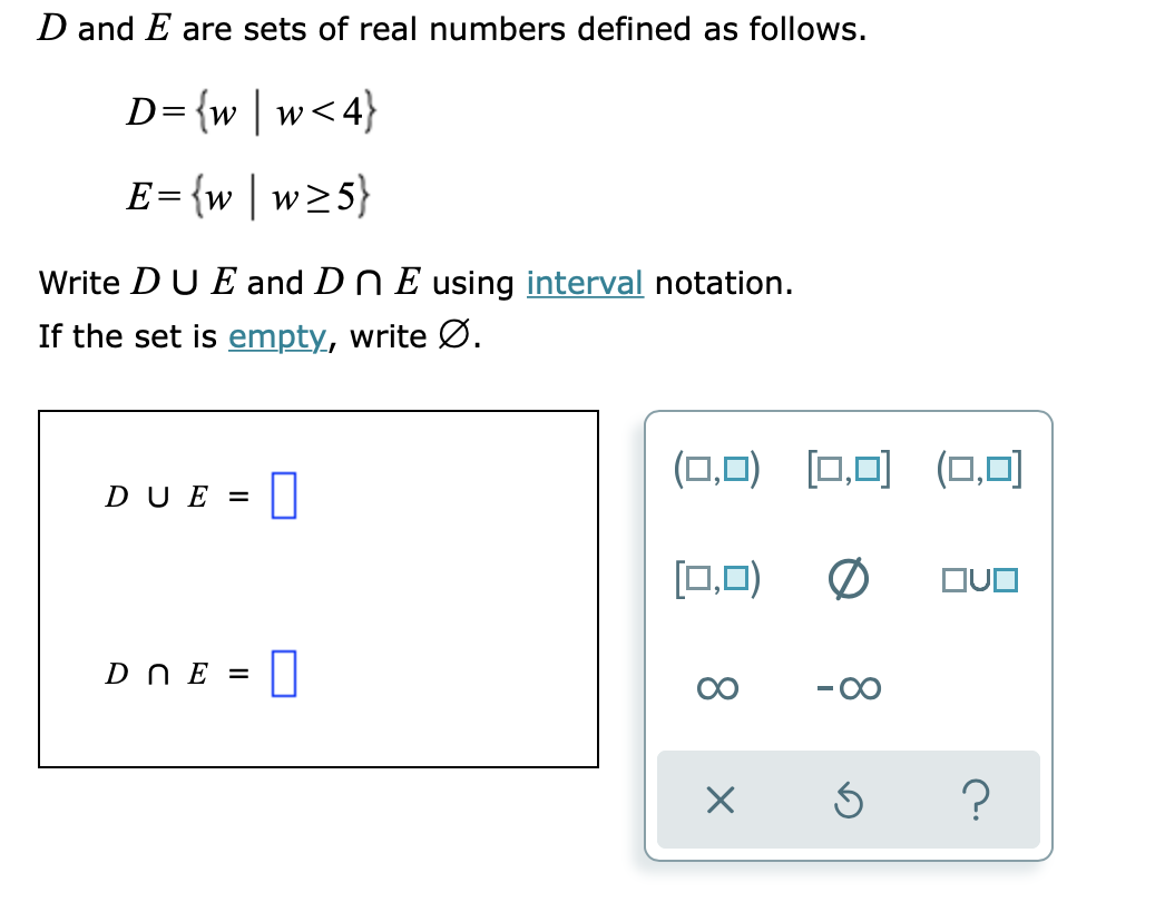 Solved D And E Are Sets Of Real Numbers Defined As Follow Chegg Com