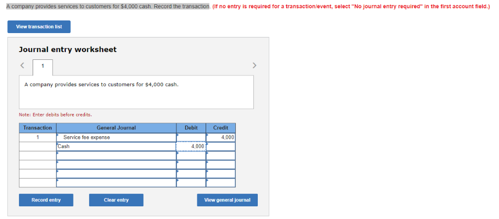 Solved A company provides services to customers for $4,000 | Chegg.com