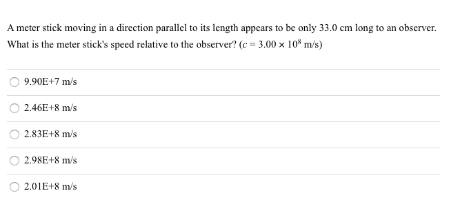 Solved A meter stick moving in a direction parallel to its | Chegg.com