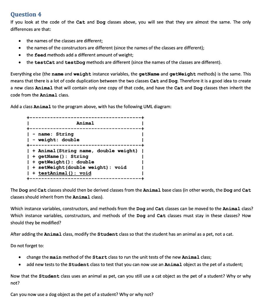 Solved Question 1 Create a class a class Cat with the | Chegg.com