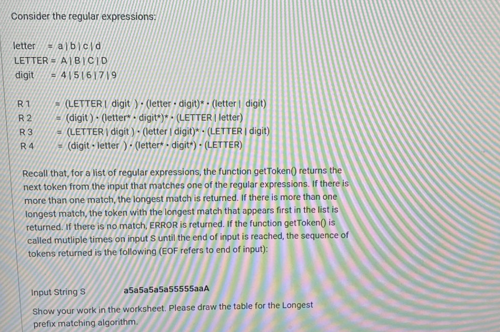 Solved Consider The Regular Expressions: Letter =∣a∣b/c/d | Chegg.com