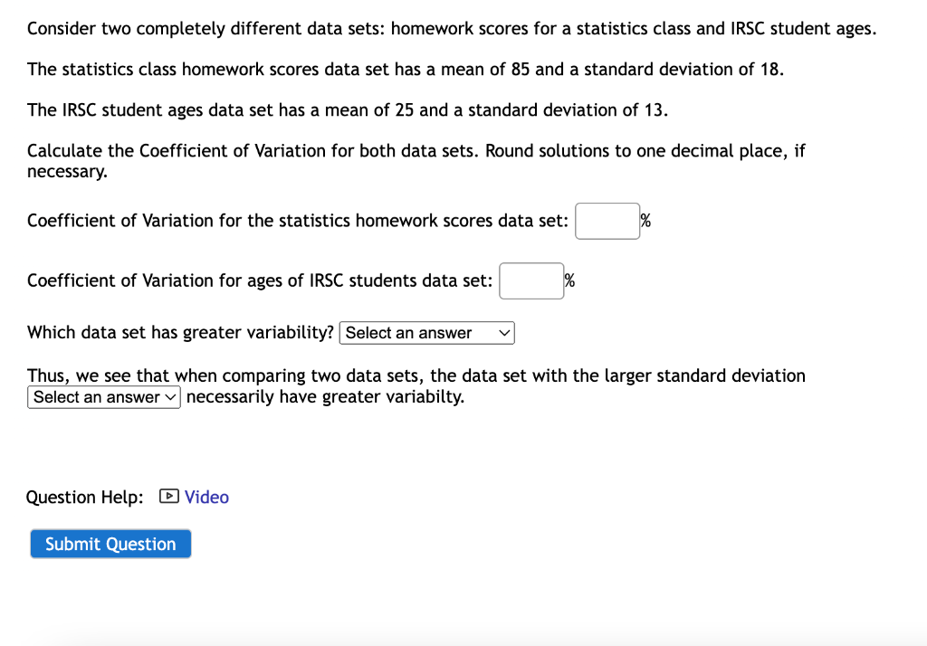 Solved Consider two completely different data sets: homework | Chegg.com