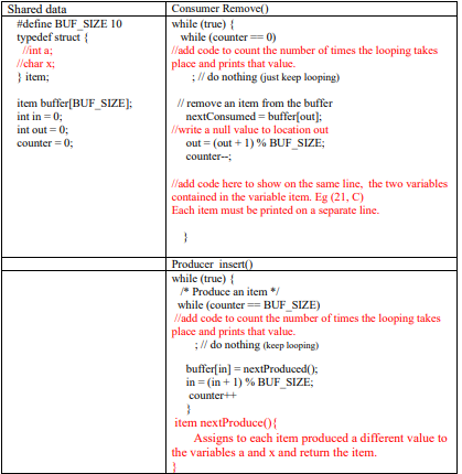 Solved Using C++ write a single program with the producer | Chegg.com