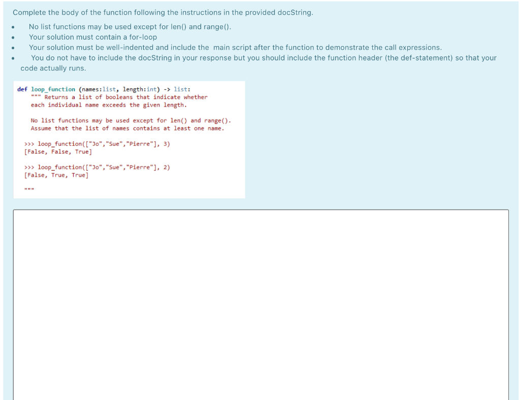 Solved Complete the body of the function following the | Chegg.com