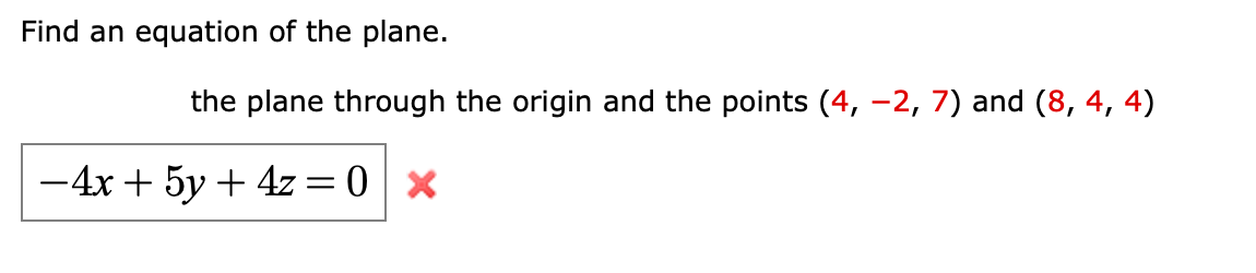 Solved Find An Equation Of The Plane. The Plane Through The | Chegg.com